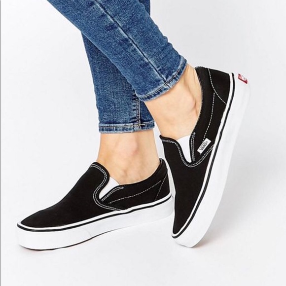 ladies black slip on vans ladies black slip on vans